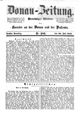 Donau-Zeitung Samstag 10. Juli 1852