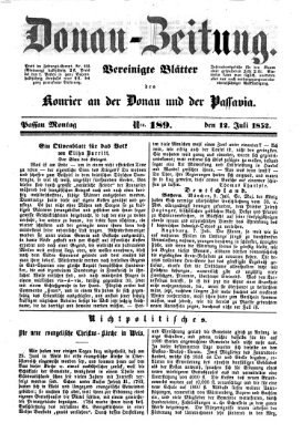 Donau-Zeitung Montag 12. Juli 1852