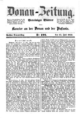 Donau-Zeitung Donnerstag 15. Juli 1852