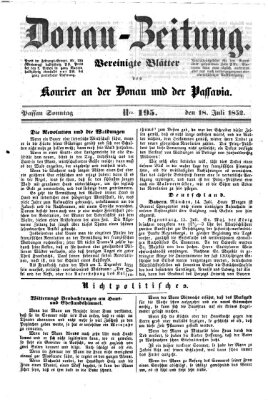 Donau-Zeitung Sonntag 18. Juli 1852