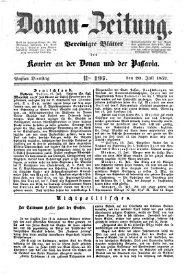 Donau-Zeitung Dienstag 20. Juli 1852