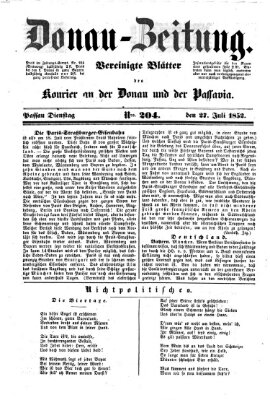 Donau-Zeitung Dienstag 27. Juli 1852