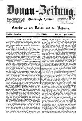 Donau-Zeitung Samstag 31. Juli 1852