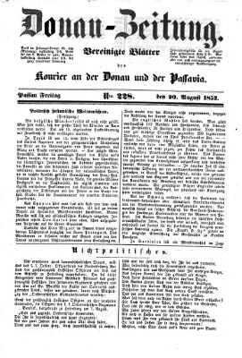 Donau-Zeitung Freitag 20. August 1852