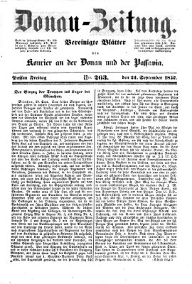 Donau-Zeitung Freitag 24. September 1852