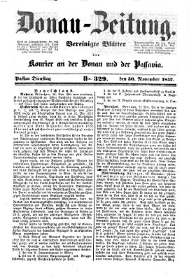 Donau-Zeitung Dienstag 30. November 1852