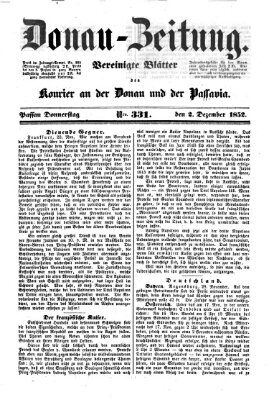 Donau-Zeitung Donnerstag 2. Dezember 1852