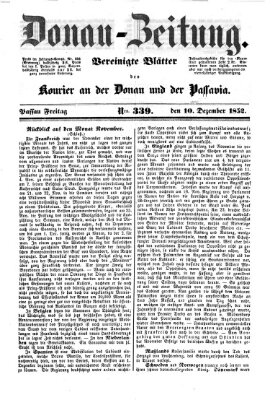 Donau-Zeitung Freitag 10. Dezember 1852