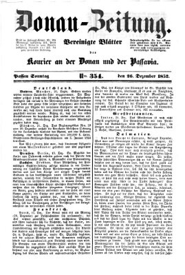 Donau-Zeitung Sonntag 26. Dezember 1852