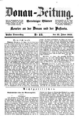 Donau-Zeitung Donnerstag 13. Januar 1853