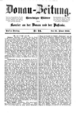 Donau-Zeitung Freitag 21. Januar 1853