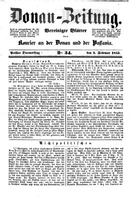 Donau-Zeitung Donnerstag 3. Februar 1853