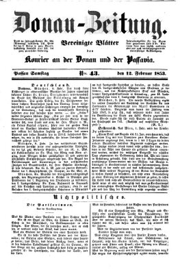 Donau-Zeitung Samstag 12. Februar 1853