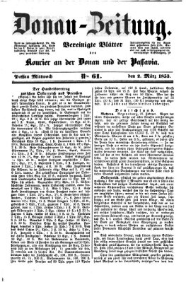 Donau-Zeitung Mittwoch 2. März 1853