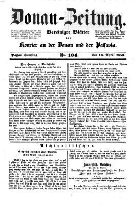 Donau-Zeitung Samstag 16. April 1853