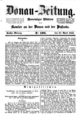 Donau-Zeitung Montag 18. April 1853