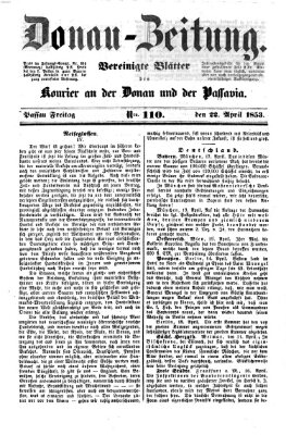 Donau-Zeitung Freitag 22. April 1853