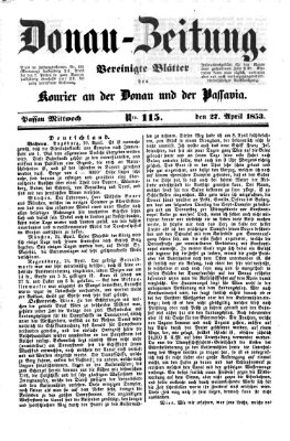 Donau-Zeitung Mittwoch 27. April 1853