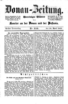 Donau-Zeitung Donnerstag 28. April 1853