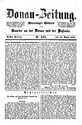 Donau-Zeitung Freitag 29. April 1853