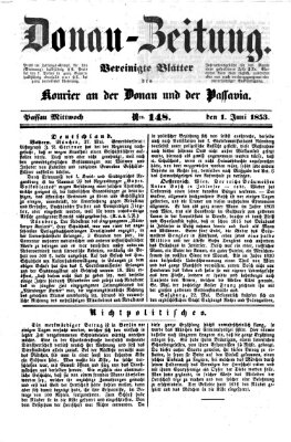 Donau-Zeitung Mittwoch 1. Juni 1853