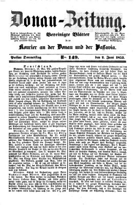 Donau-Zeitung Donnerstag 2. Juni 1853