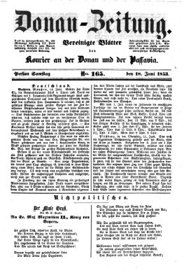 Donau-Zeitung Samstag 18. Juni 1853