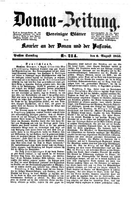 Donau-Zeitung Samstag 6. August 1853