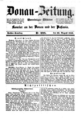 Donau-Zeitung Samstag 20. August 1853