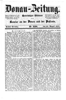 Donau-Zeitung Dienstag 30. August 1853