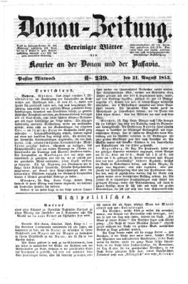 Donau-Zeitung Mittwoch 31. August 1853