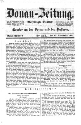 Donau-Zeitung Mittwoch 14. September 1853