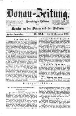 Donau-Zeitung Donnerstag 15. September 1853