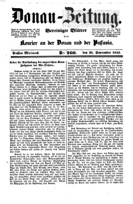 Donau-Zeitung Mittwoch 21. September 1853