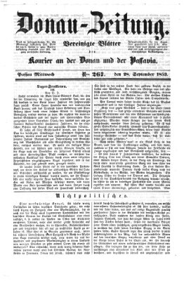 Donau-Zeitung Mittwoch 28. September 1853