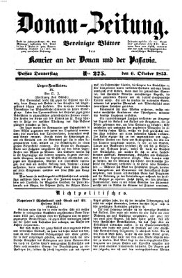 Donau-Zeitung Donnerstag 6. Oktober 1853