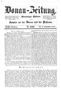 Donau-Zeitung Sonntag 4. Dezember 1853