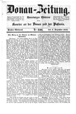 Donau-Zeitung Mittwoch 7. Dezember 1853