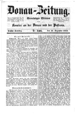 Donau-Zeitung Samstag 17. Dezember 1853