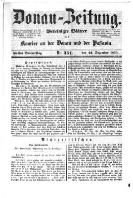 Donau-Zeitung Donnerstag 22. Dezember 1853