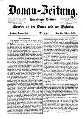 Donau-Zeitung Donnerstag 18. Januar 1855