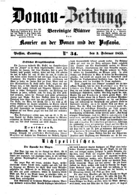 Donau-Zeitung Samstag 3. Februar 1855