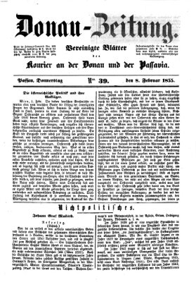 Donau-Zeitung Donnerstag 8. Februar 1855