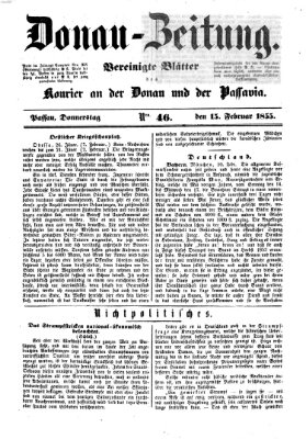 Donau-Zeitung Donnerstag 15. Februar 1855