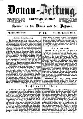 Donau-Zeitung Mittwoch 21. Februar 1855