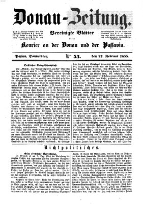 Donau-Zeitung Donnerstag 22. Februar 1855