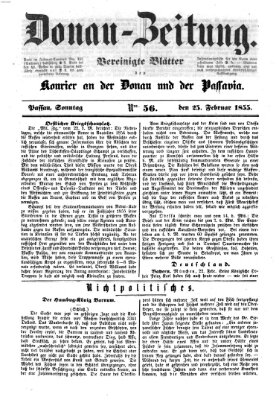 Donau-Zeitung Sonntag 25. Februar 1855