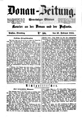 Donau-Zeitung Dienstag 27. Februar 1855