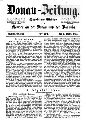 Donau-Zeitung Freitag 2. März 1855