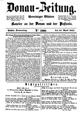 Donau-Zeitung Donnerstag 12. April 1855